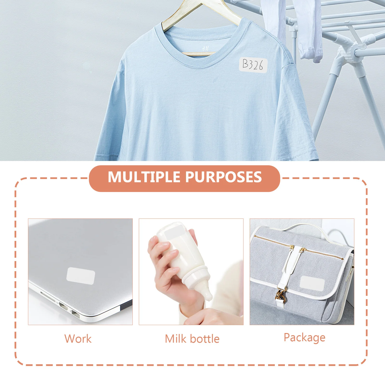 120Pcs Writable Laundry Labels No Iron Fabric Stickers for Clothes Marking Accessories Kids T-Shirts Bags Shoes