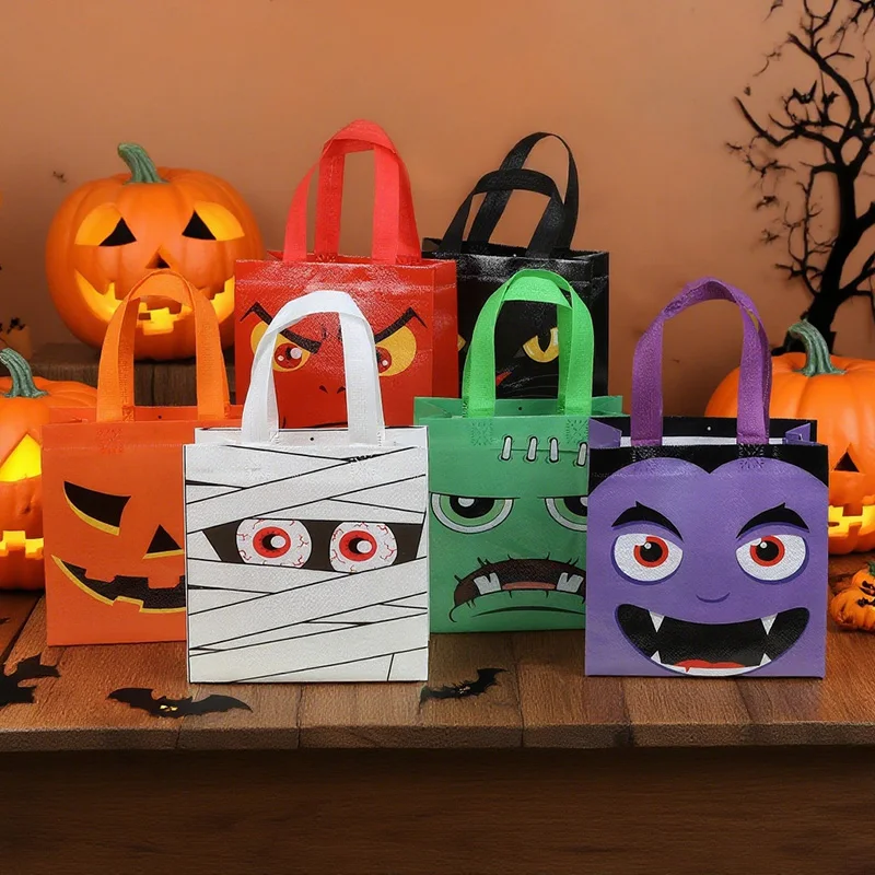 8-32Pcs Halloween Party Gift Bags Pumpkin Ghost Non-Woven Candy Snacks Bag 2025 Halloween Party Home Decor Supplies Kids Favors