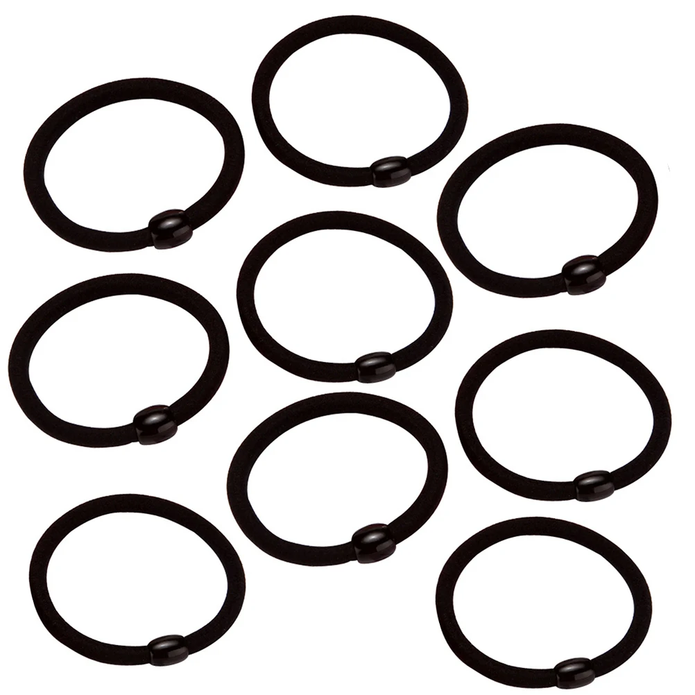 

50pcs Black Bean Hair Ties Elastic Ponytail Holders Simple Hair Bands Durable Everyday Chic Accessories Women Girls