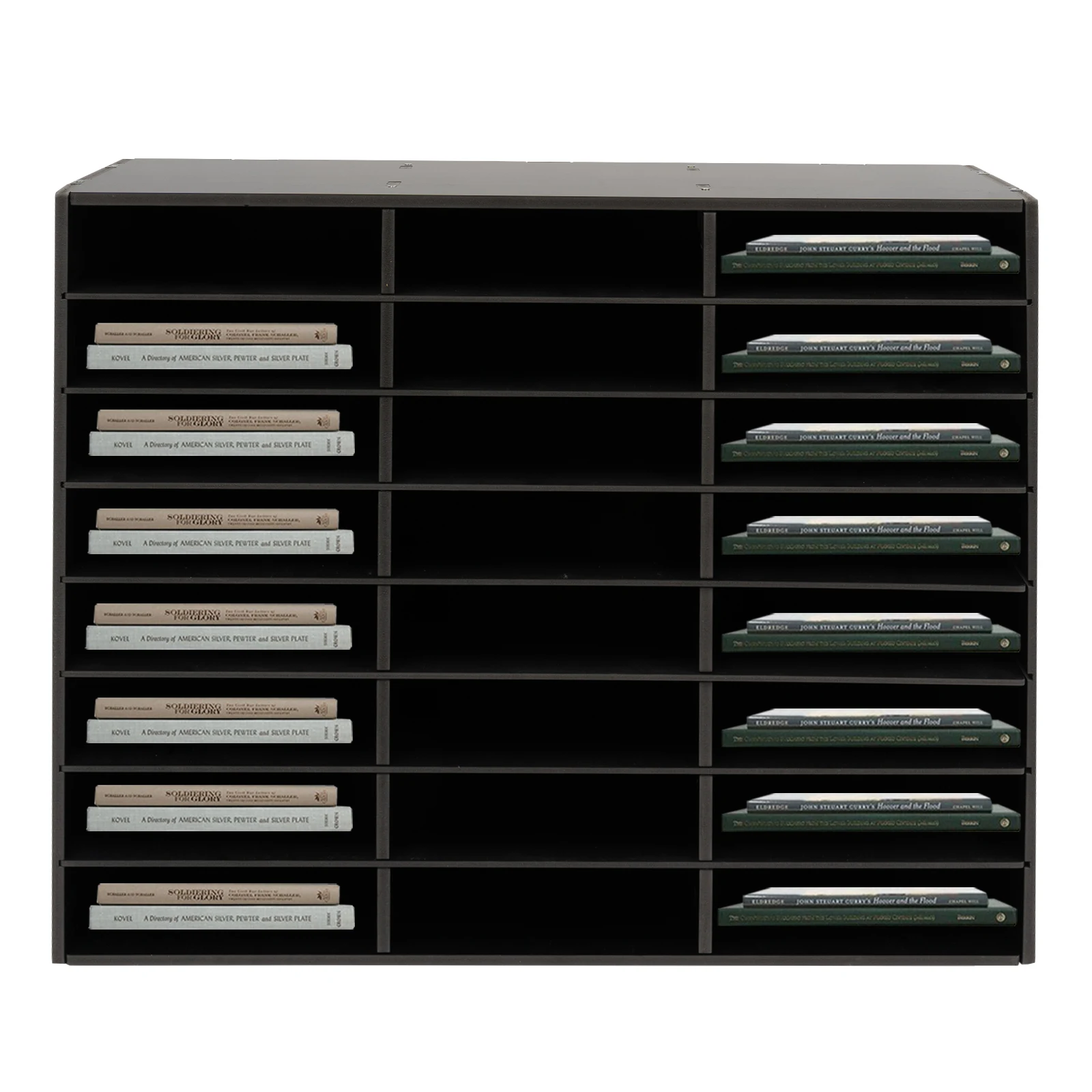 73.7*30.2*59.6 سنتيمتر 24 فتحة أسود مستطيلة الأدب المنظم مقصورة حامل ملفات سطح المكتب للكتب المجلات الملفات