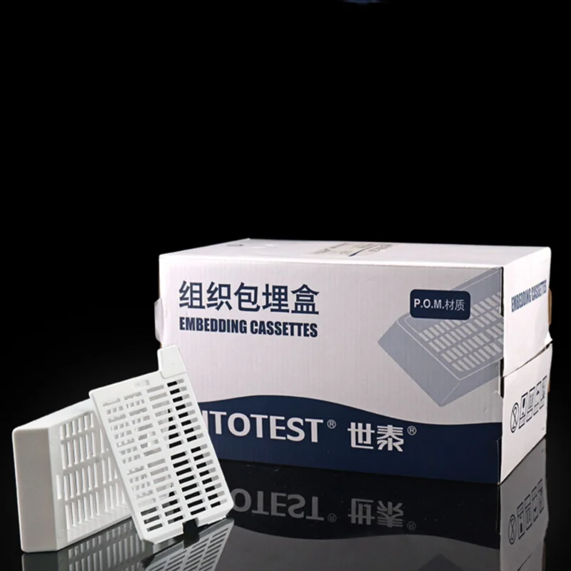 250Pcs/Box Lab POM Material Tissue Cartridge Embedding Slice Box White Dehydration Box Tissue Cassette