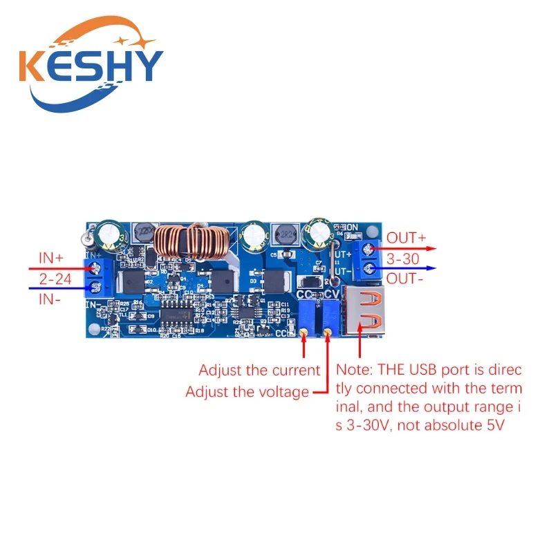 DC DC Step Up Boost Converter 2-24v to 3-30v 4A 80w CC CV Power Module Adjustable Regulated power supply 3.7V 6V 9V 12V With USB