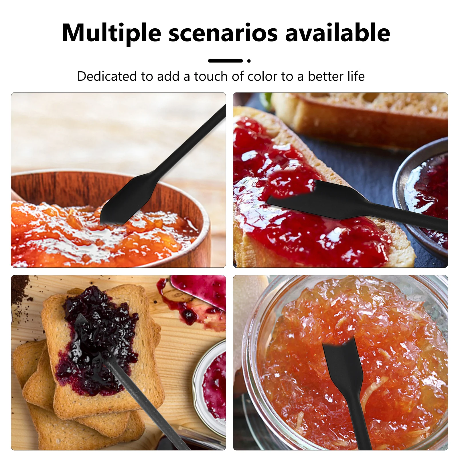 

4Pcs Silicone Set Long Handle Spatula Jar Spatula Kitchen Gadget Cooking Tool Long Handle Scraper