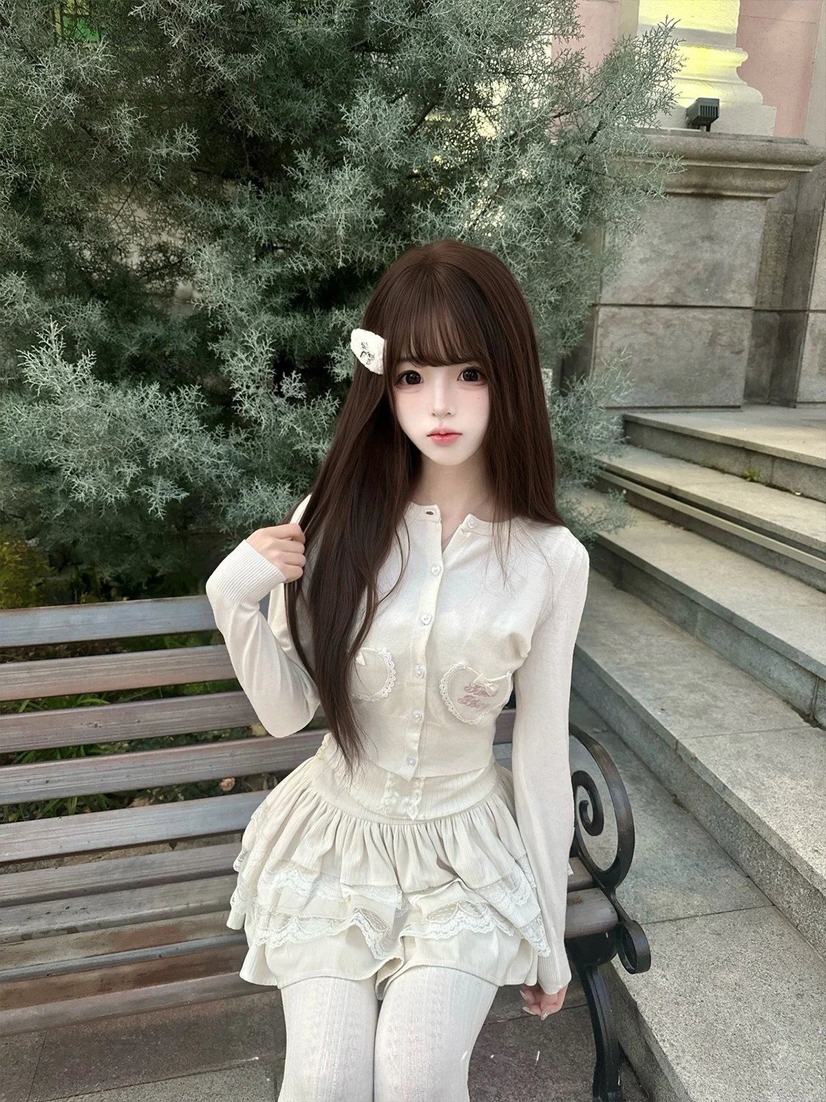 

Мягкий уютный вязаный кардиган с бантом и сердечком, круглый вырез, осенне-зимний женский свитер