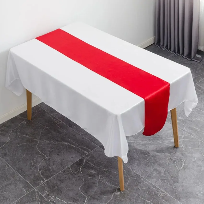10PCS Polyester Satin Table Runner Solid Color Glossy Table Runner for Wedding Reception Restaurant Event Home Party Table Decor
