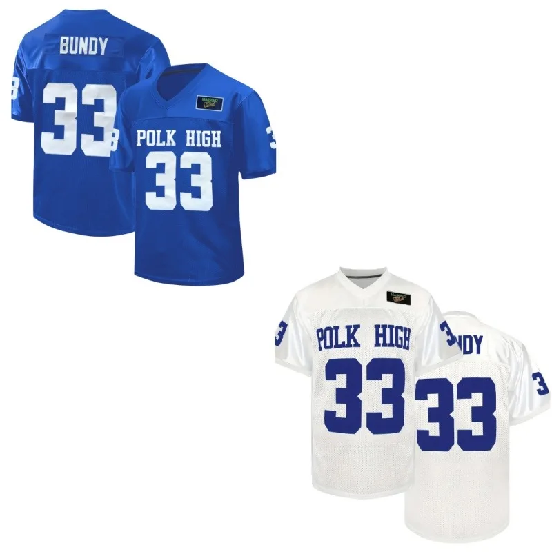 

Men's Football Jersey Embroidered#33 Polk High Bundy V-Neck Rugby Jersey Breathable Sports T-Shirt for Training & Competition