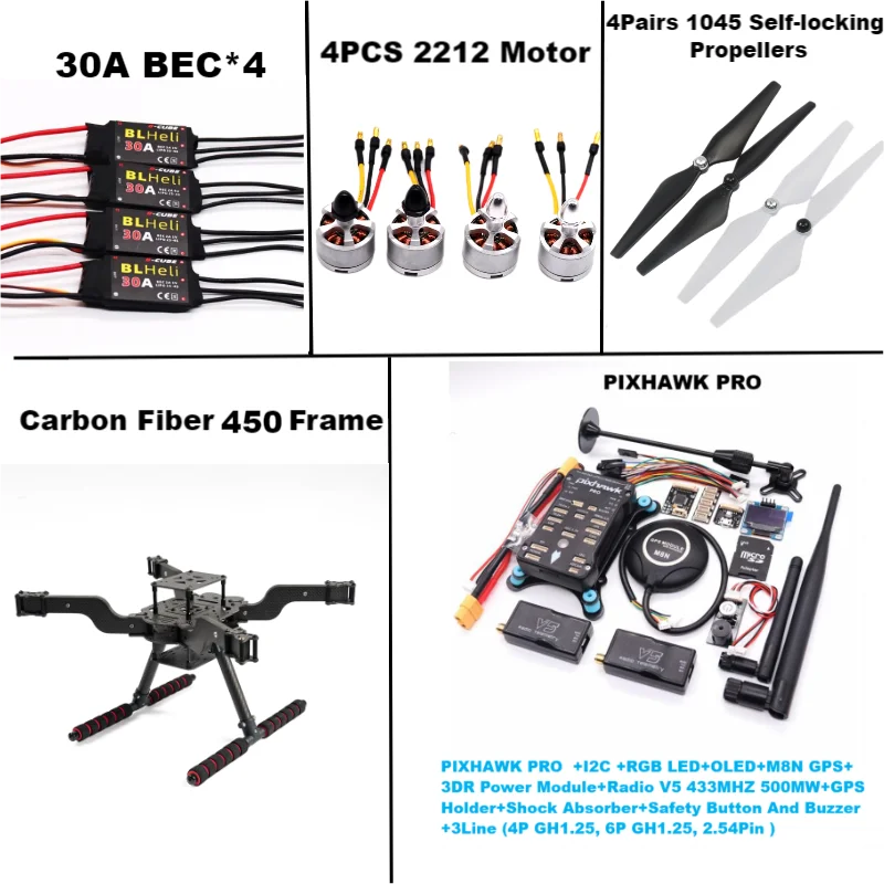 RctoSky PIXHAWK PRO M8N Open source new smart drone FLY 450 PRO MMpix quadrotor upturned rack