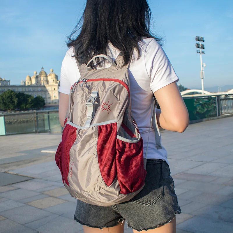 

Ultra-Light Portable Outdoor Sports Backpack Women's Summer Thin Double Shoulder Bag Travel Climbing Bag Soft Pack Nylon Mate...