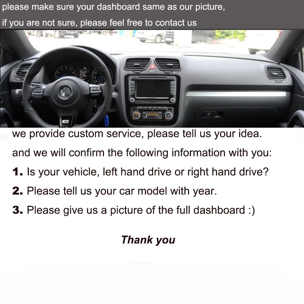 

Custom Car Dashboard Cover Wrap in Alcantara for Volkswagen VW Scirocco 2011 Mat Shade Cushion Pad Carpets Accessories