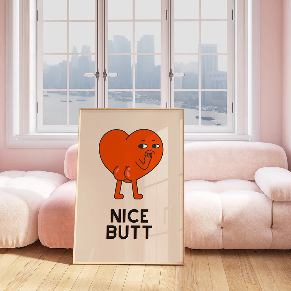 Funny Nice Butt Quotes Canvas Painting Print Bathroom Gift Toilet Sign Wall Art Poster Picture Girly Retro Heart Dorm Room Decor