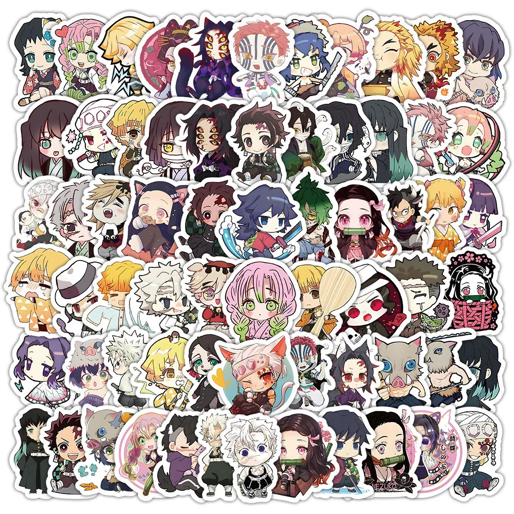 103 pezzi Q Vision Anime Demon Slayer simpatico cartone animato Graffiti adesivi per casco bicicletta conto a mano astuccio decalcomanie