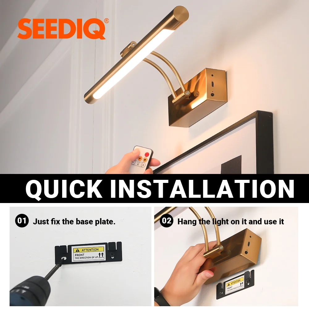 مصباح حائط LED قابل لإعادة الشحن 40 سم مصباح لاسلكي 4400 مللي أمبير في الساعة مع ضوء جدار داخلي للتحكم عن بعد