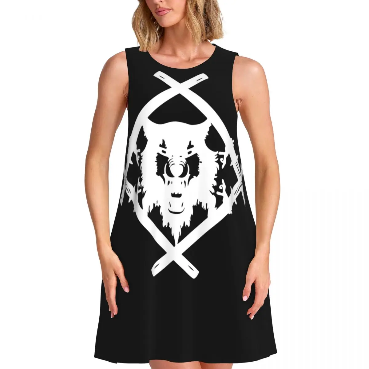 Xavier Wulf Merch Vestido de verano con logotipo de Xavier Wulf para mujer, vestido elegante de manga corta, sin mangas, cuello redondo, vestidos sueltos para fin de semana y vacaciones
