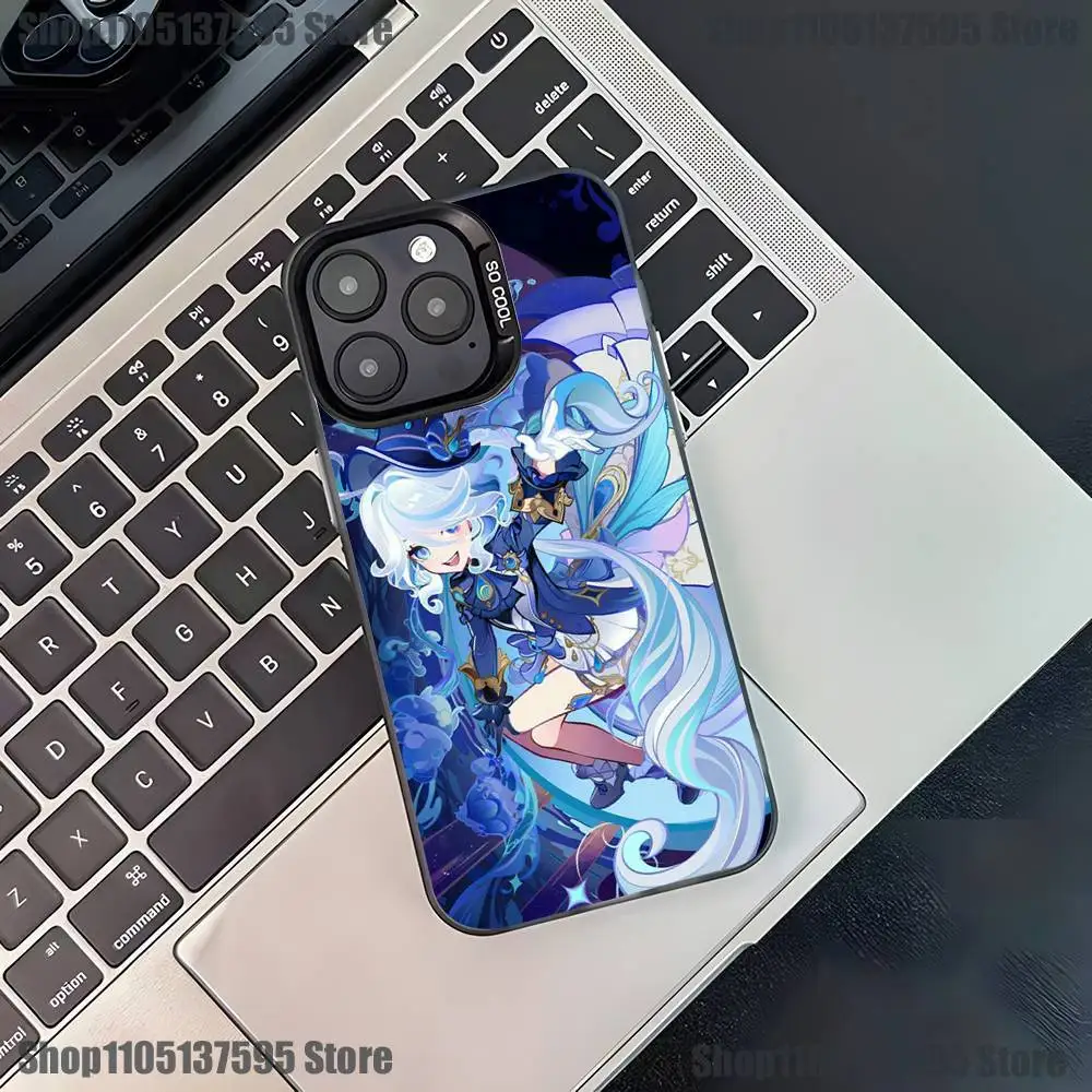 Custodia per telefono Anime G-Genshin Impact per iPhone 17,16,15,14,13,12,11,Pro,XS,Max,Plus,Mini,SE4,E Cover antiurto nera opaca
