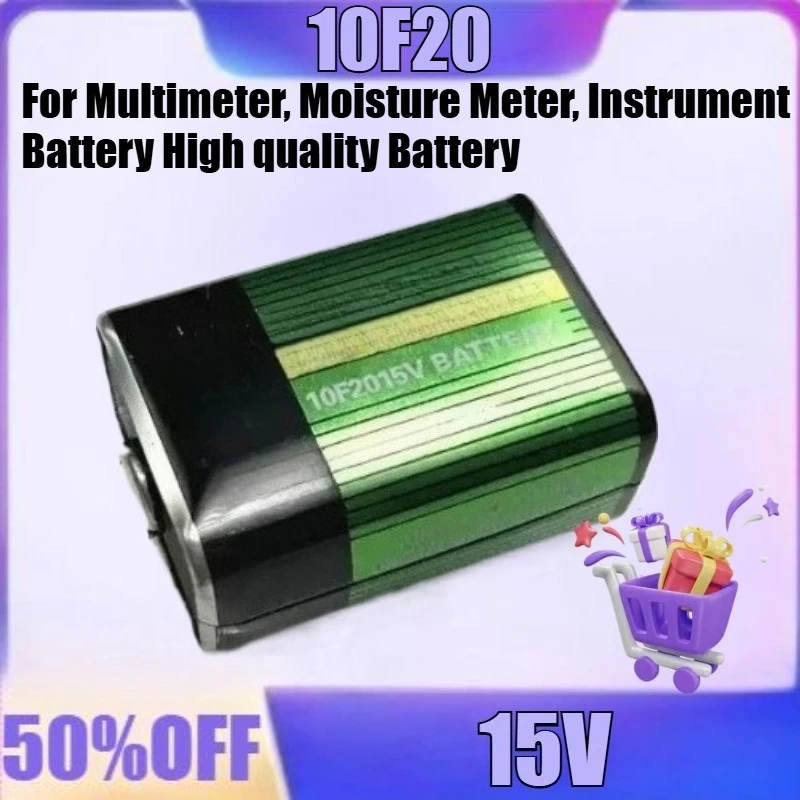 

New 10F20 15V Stacked Square Battery for Multimeter, Moisture Meter, Instrument Battery High quality Battery