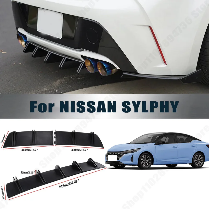 

Rear Bumper Shark Fin Diffuser ABS Curved Aero Splitter Anti-Collision Chassis Protector For NISSAN SYLPHY Car Styling