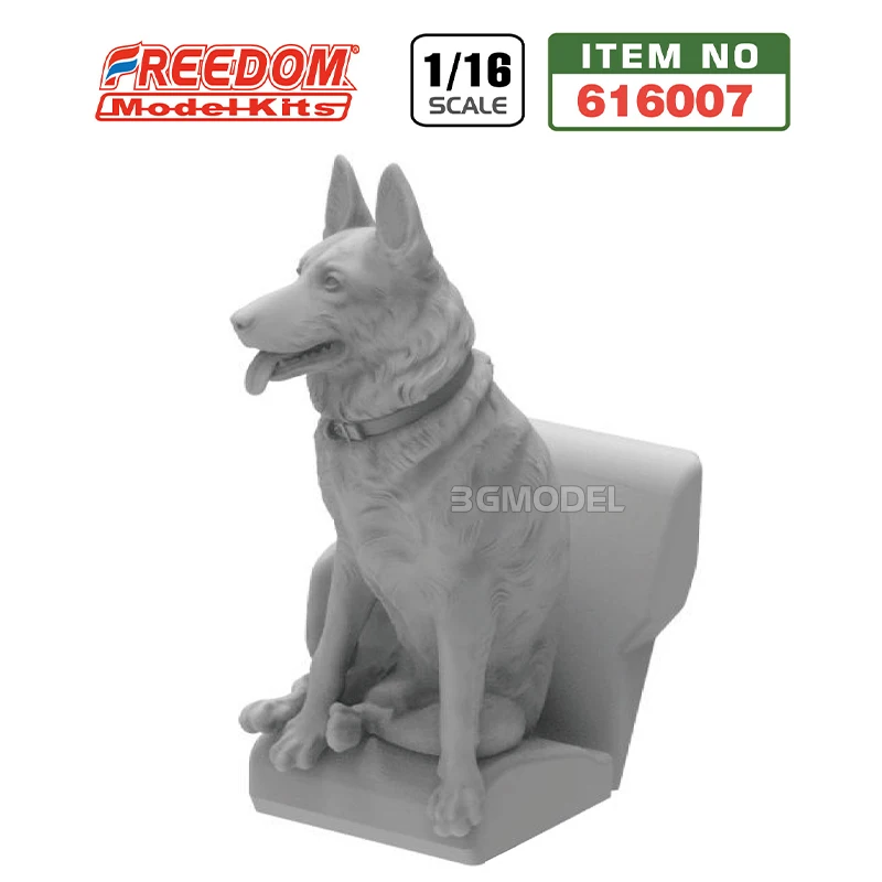 Impressão em resina 3D Freedom, kit de modelo animal F 616007   Wolfdog alemão - posição sentada (para motocicleta R75) 1/16