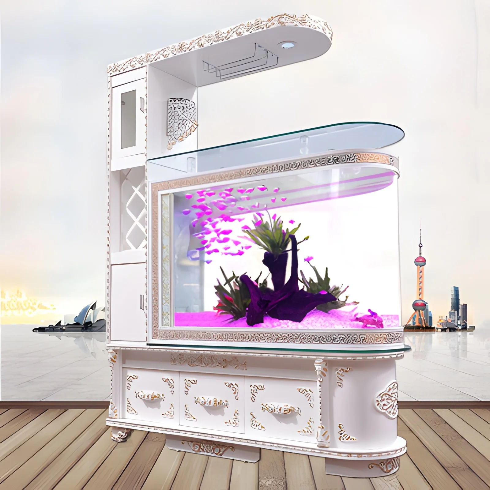 Acrylic Bullet wine cabinet fish tank aquarium ecological European-style porch cabinet glass bar screen