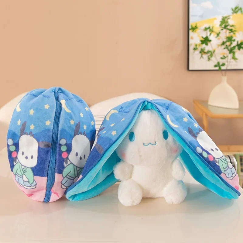 Stitch Anime mewah Disney kartun merah muda Lilo & Stitch boneka ritsleting berubah menjadi tidur anak-anak bantal hadiah Natal Kawaii