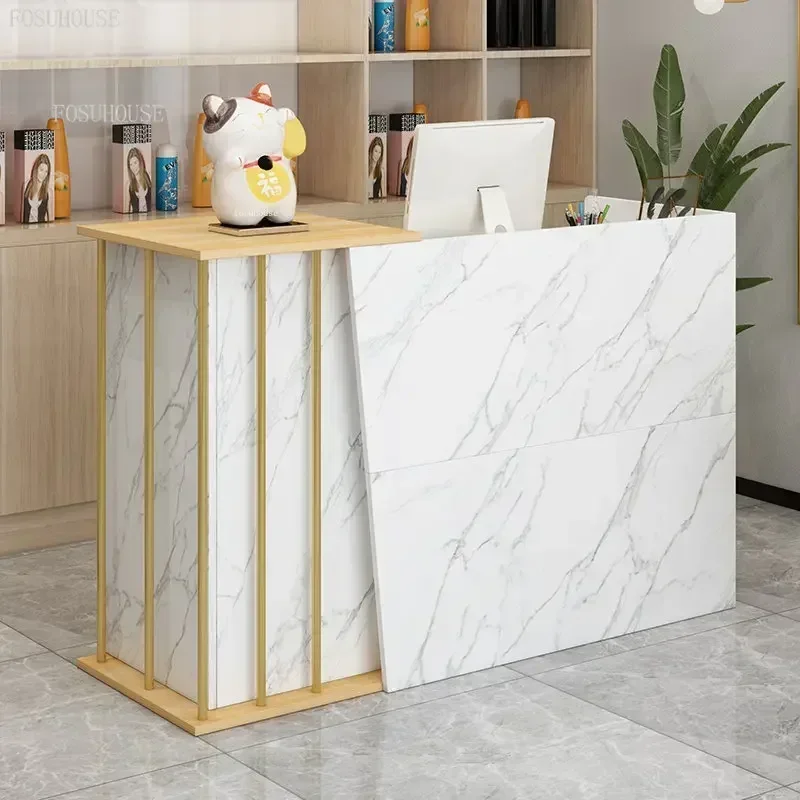 

Modern wood Reception Desks Simple Supermarket Cashier Hotel Small Reception desk Beauty Salon Clothing Store checkout counter q