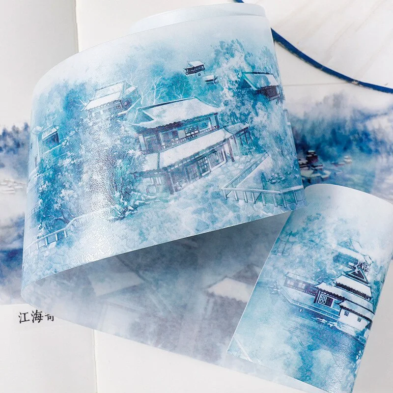 1 لفة اشي ورقة الصين المشهد اللوحة سلسلة كتيب ألبوم الصور مذكرات DIY شريط لاصق مزخرف