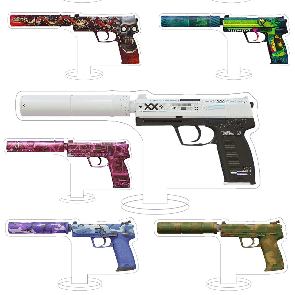 CS2 GO لعبة سلاح مسدسات USP-S جبال الألب كامو تحقق المحرك اللحاء Jawbreaker Printstream الاكريليك حامل مكتب زخرفة أنيمي لعبة #1
