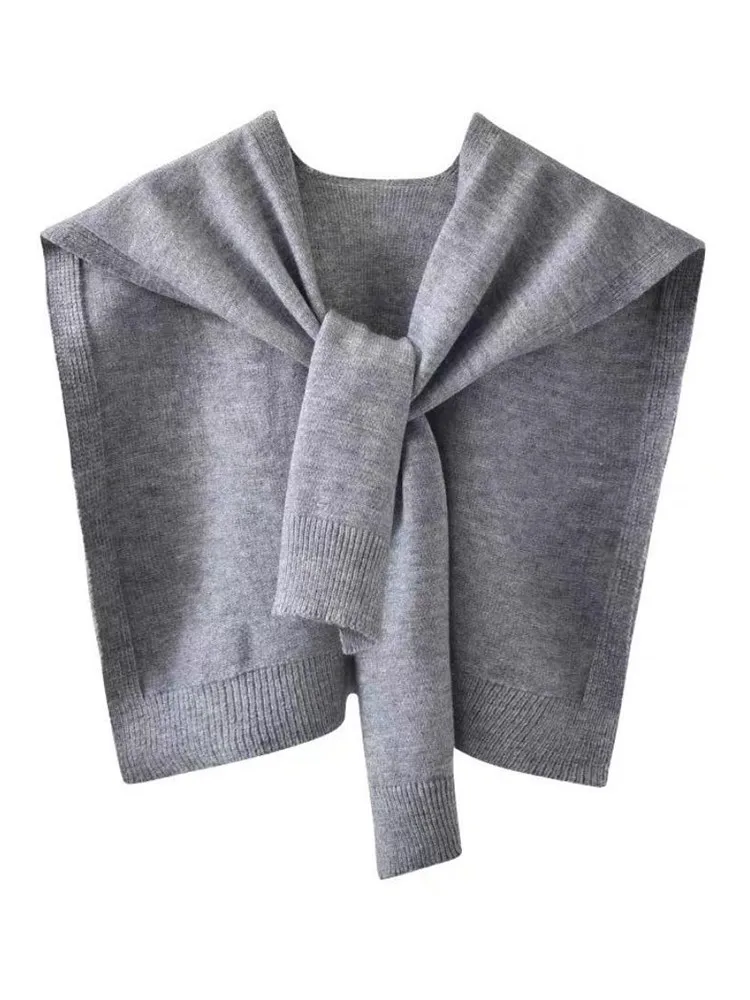 

zjaiss Spring Autumn Korean Knitted Shoulder Women's Knot Solid Color With Air Conditioning Small Shawl To Protect Neck Pink