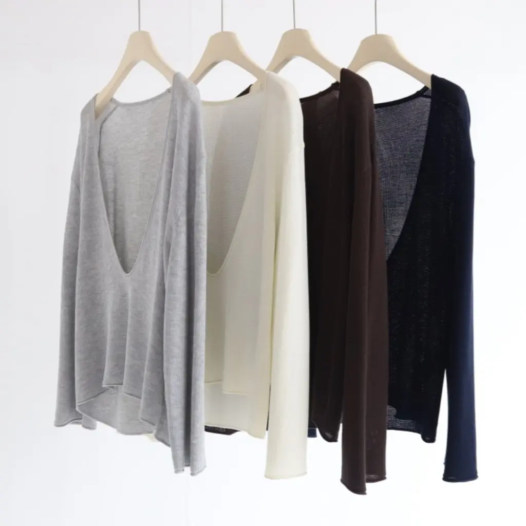 

Laoqian Layered Lacey Two-Piece Women's Sleeveless Heart Collar Vest Deep V-Neck Long Sleeve Overhead Knitted Top Autumn