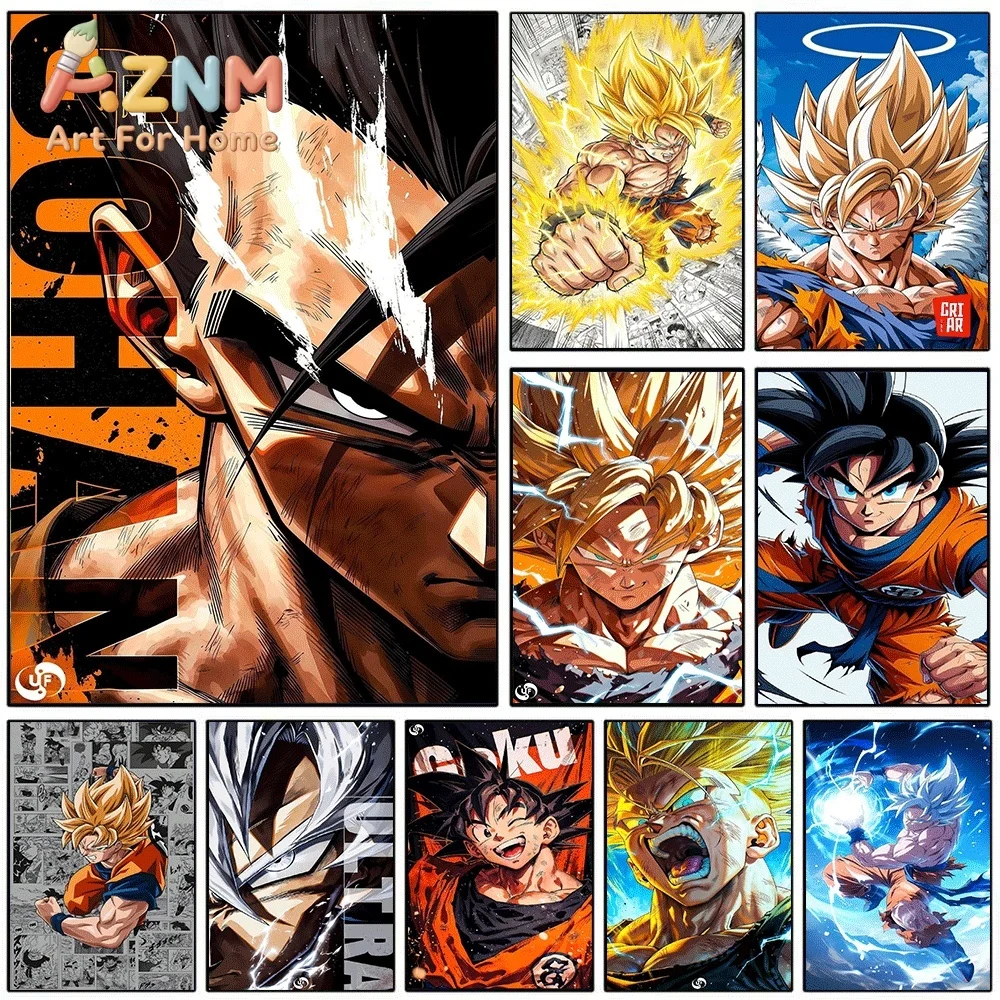Dragon Ball Z Ultimate Gohan Super Saiyan Goku Ultra Instinct Manga Collage Canvas Painting Unframed Anime Wall Art Poster for