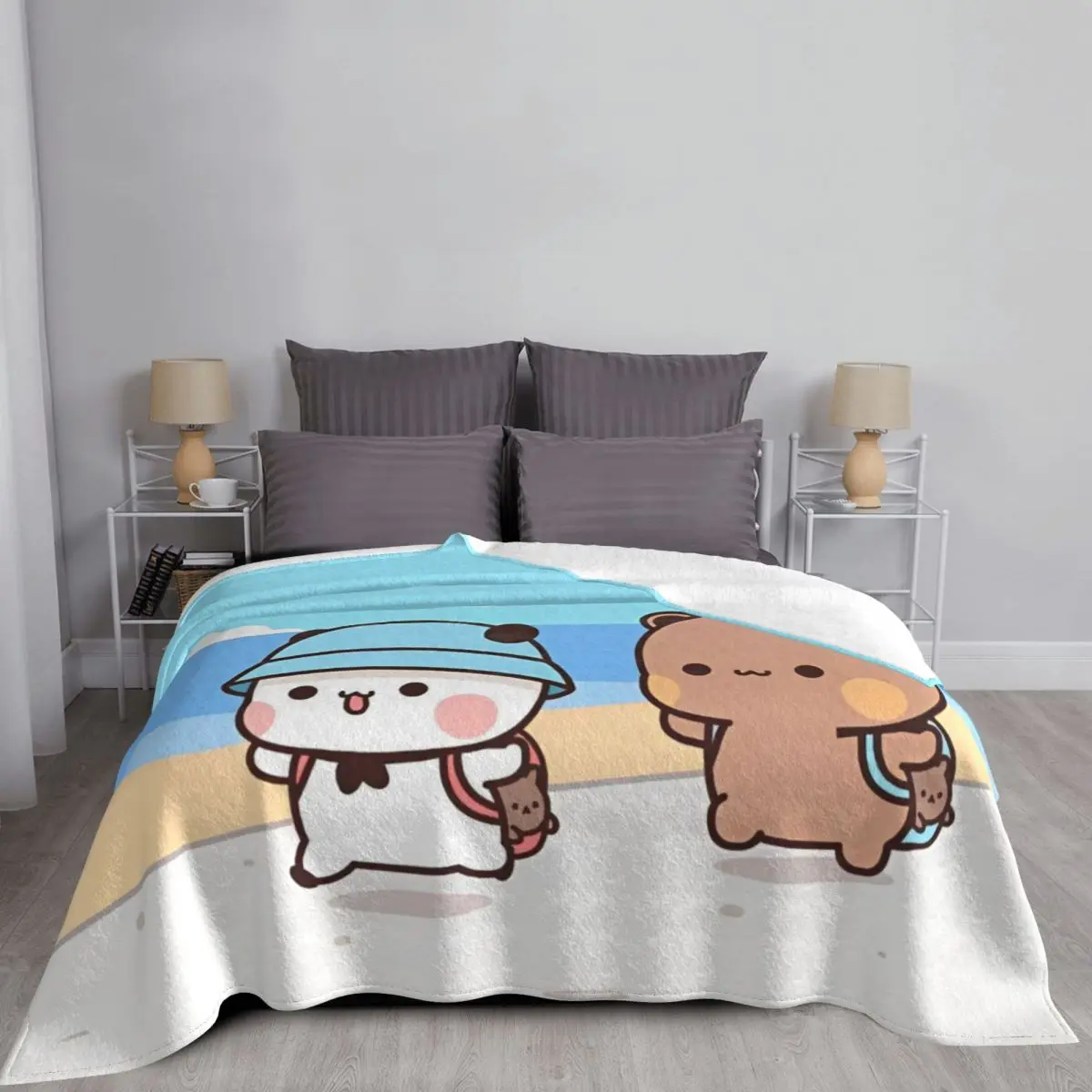 Cartoon Bubu Dudu Panda Bear Blankets Flannel Spring Autumn Lightweight Thin Throw Blankets for Bedding Couch Quilt