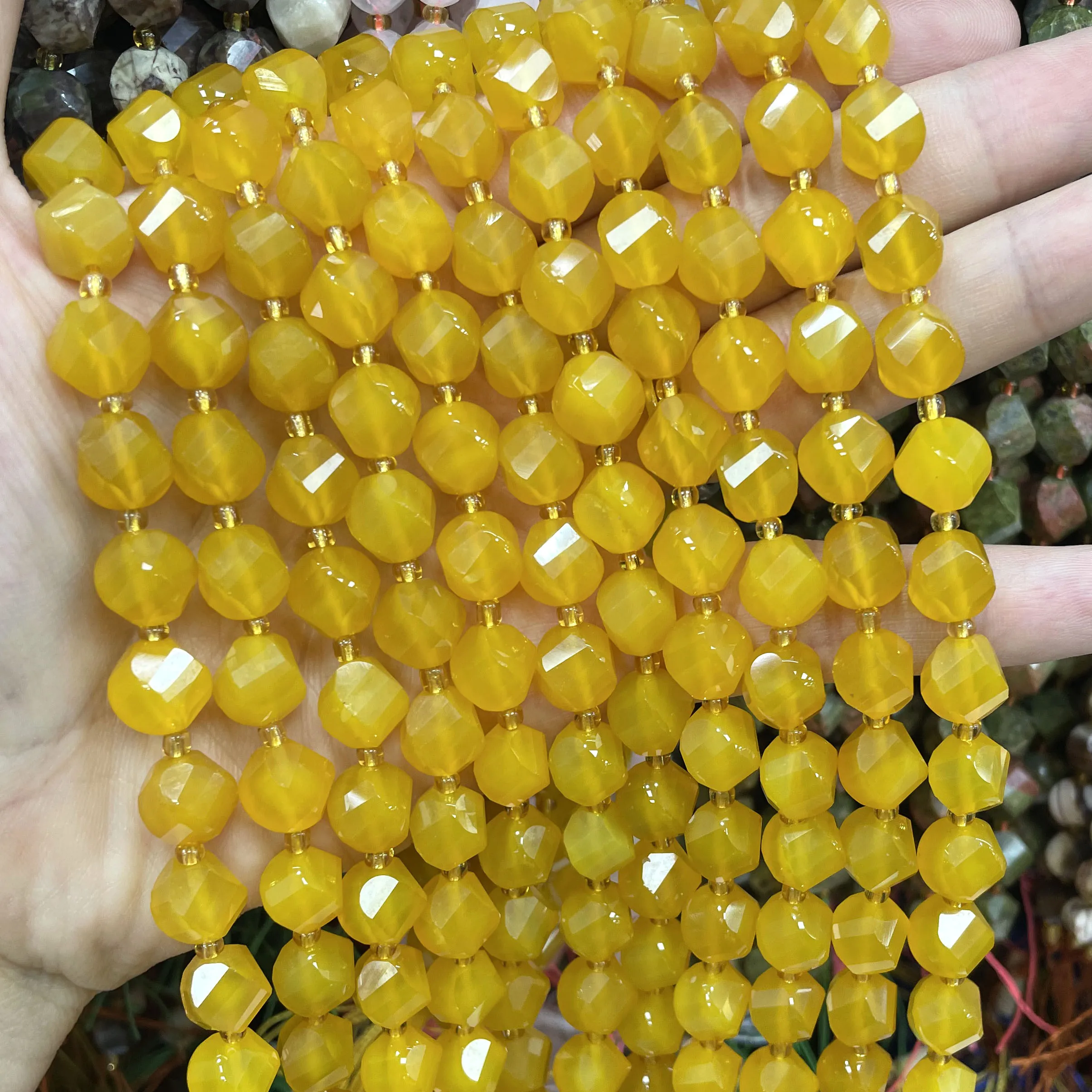 8MM 10MM Natural Stone Twist Blue Agate Spacer Beads For Jewelry Making DIY Bracelet Necklace Earrings Accessories