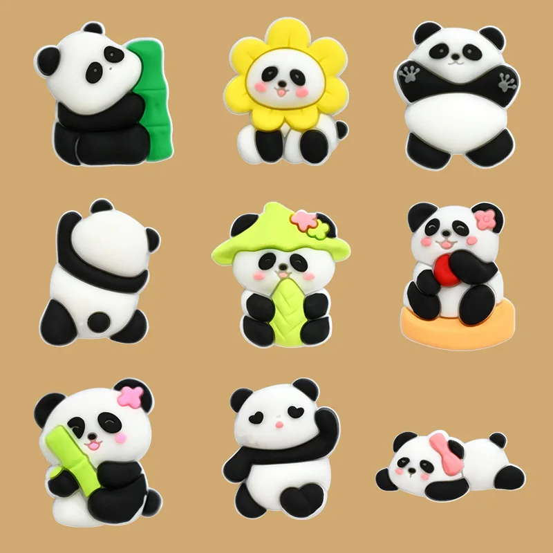 half-3D panda animal PVC shoe Charms Slippers Buckle combination Fit Wristbands accessories Decoration Bands gift unisex party