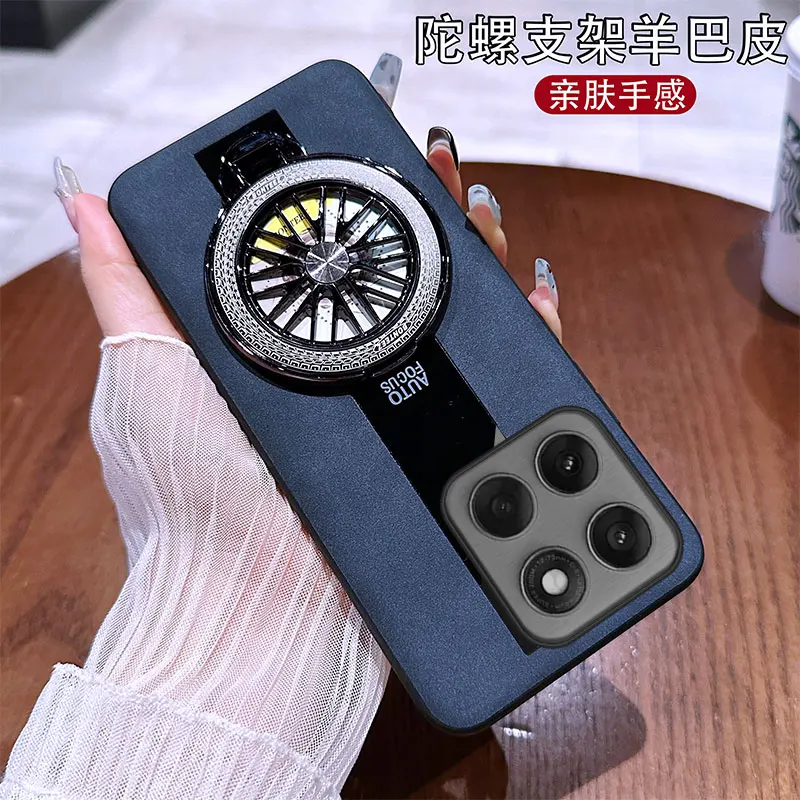 Funda لموتورولا موتو G100 حافظة جيروسكوب قوس فاخر حامل مغناطيسي شبكي بولي PU غطاء جلد الغنم غطاء سيليكون