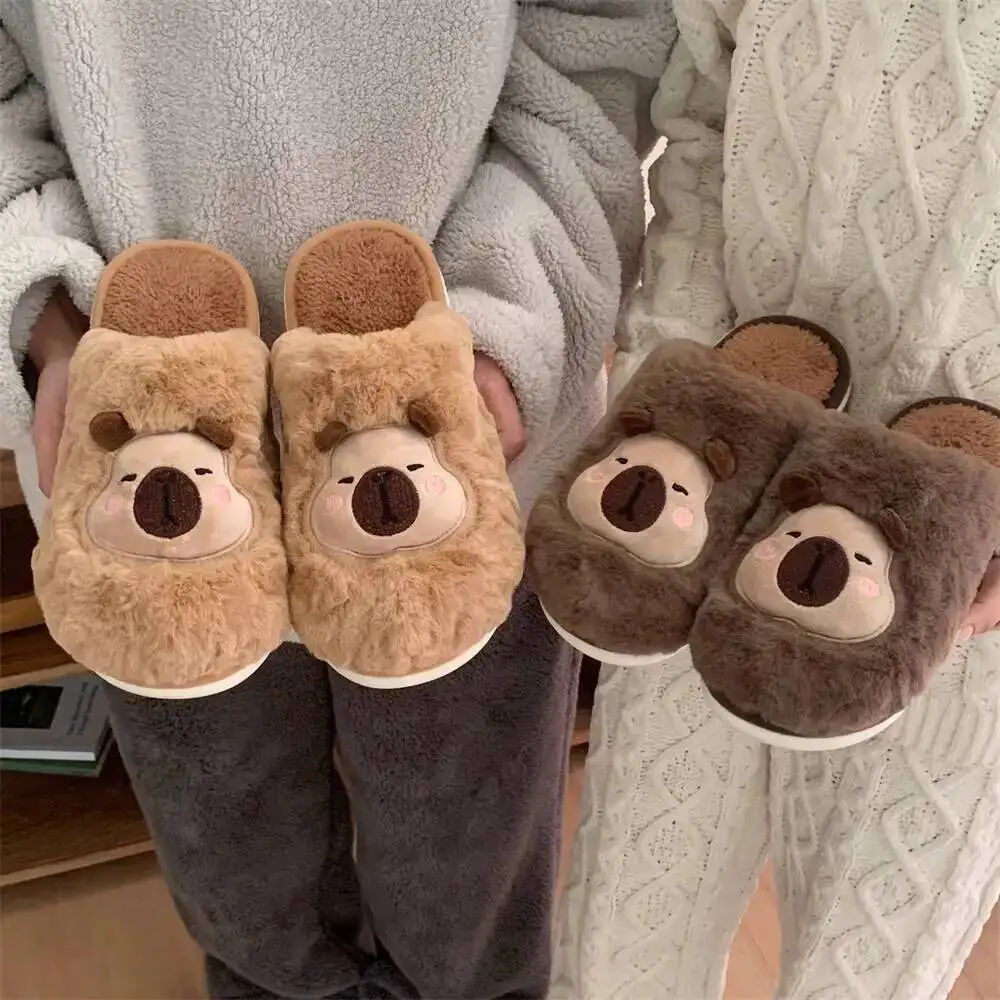 

Home Slippers Women Man Cute Capybara Slippers Furry Winter Indoor Couples Household Slippers Men & Women Warm Cotton Slippers