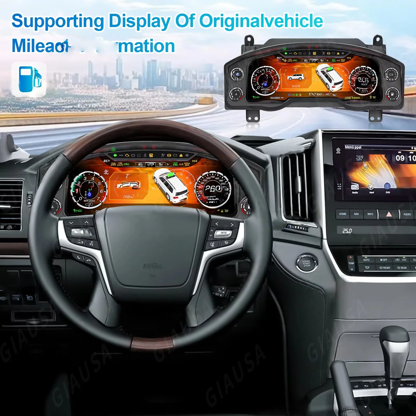LCD Instrument Panel Car Digital Cluster For LEXUS LX570 2016-2021 Dashboard Speedometer Virtual Cockpit Head Unit Meter Screen