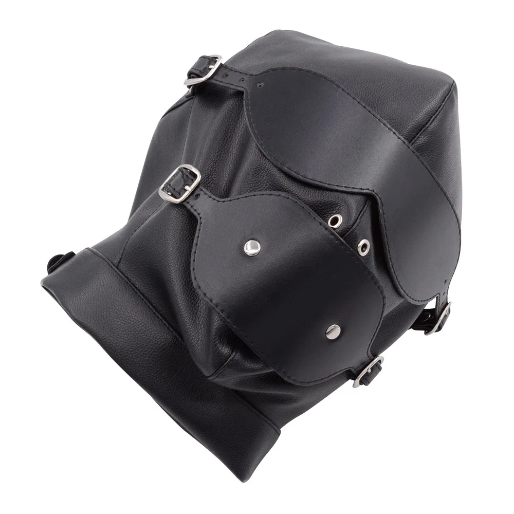 PU leather mouth stuffed ball slave restraint hood mask fun training torture tools mouth stuffed adult game supplies sex toys