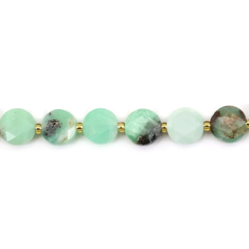 Chrysoprase Beads Strand Faceted Flat Round 8mm Natural Semiprecious Stone For Jewelry Making  DIY Bracelet Earrings