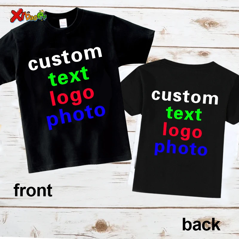 Custom Kids T-Shirt Personalized Logo Photo Customizable Short Sleeve Top for Boys Girl