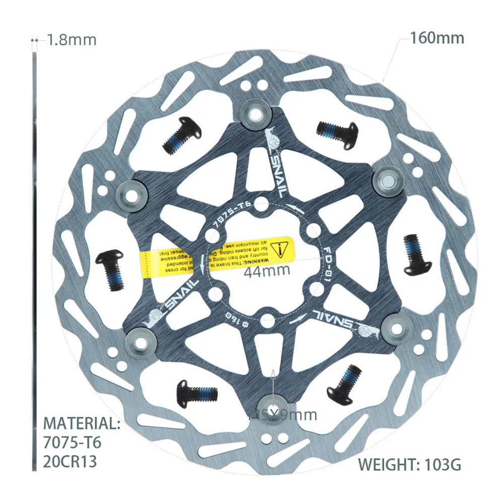 1pc Bicycle Floating Brake Disc For-IIIPRO Mountain Bike Floating Disc Brake Pads 160mm/180mm 6nail Disc ForROTOR Cycling Parts