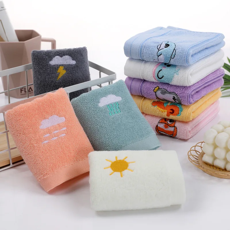

Children Towels Baby Face Towel Soft Embroidered Absorbent Cotton Bath Towels for Newborn Kids Handkerchief Shower Stuff 25*50cm