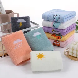 Children Towels Baby Face Towel Soft Embroidered Absorbent Cotton Bath Towels for Newborn Kids Handkerchief Shower Stuff 25*50cm