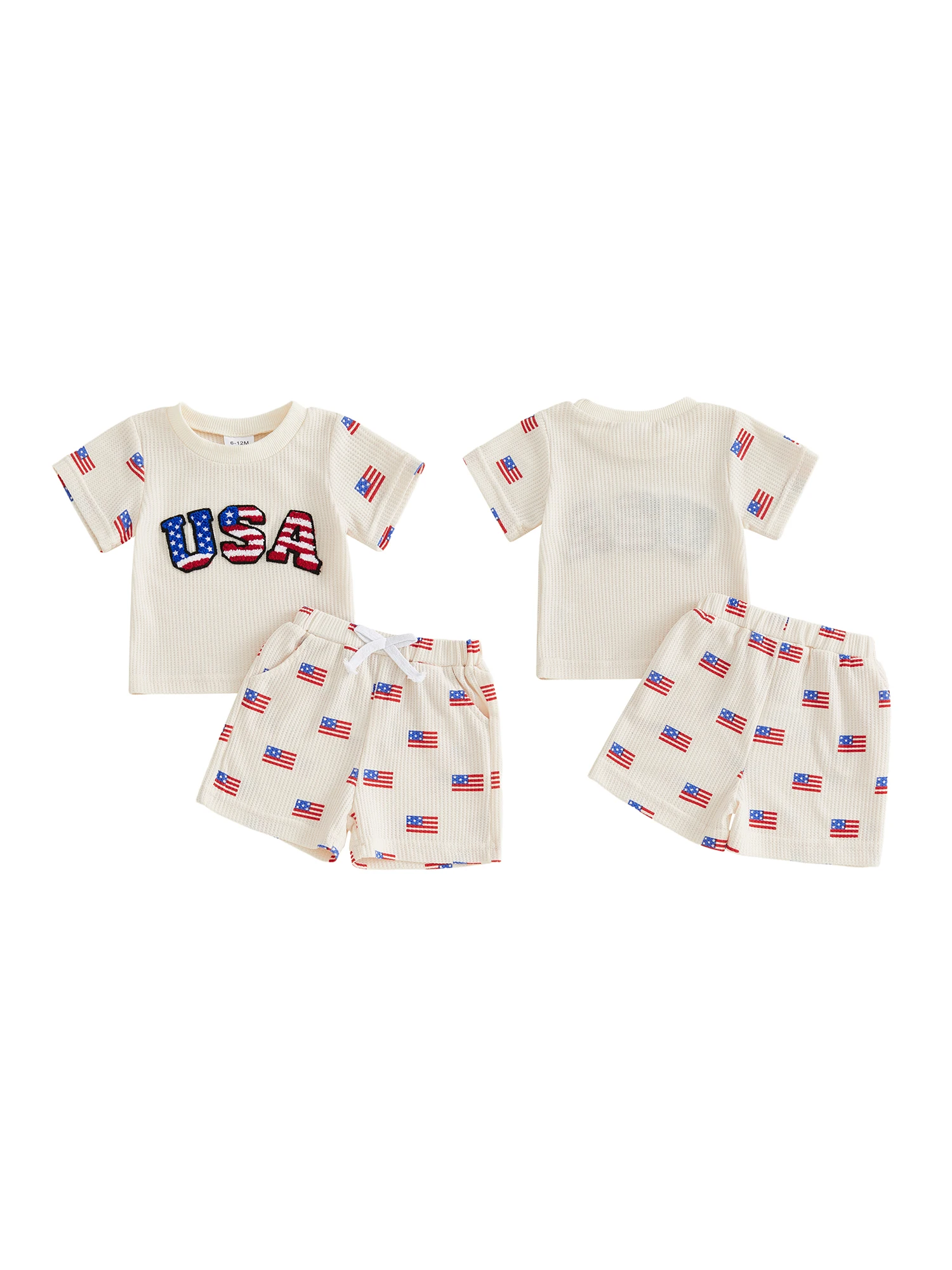 

Патриотический комплект для малышей на 4-е июля: футболка со звездным принтом и шорты с американским флагом для летних праздников
