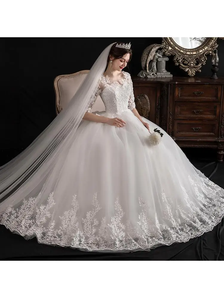 Sonhar Vestidos Wedding Dresses Half Sleeve Ball Gown Classic Wedding Gown For Women Plus Size Bridal Gown