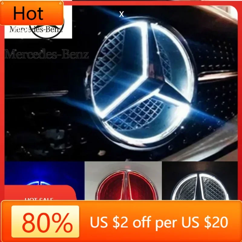 

Hot Car Front Grilled Star Emblem LED Illuminated Logo White Blue Red Light for Mercedes Benz W205 C E R ML GL GLA Car Sticker
