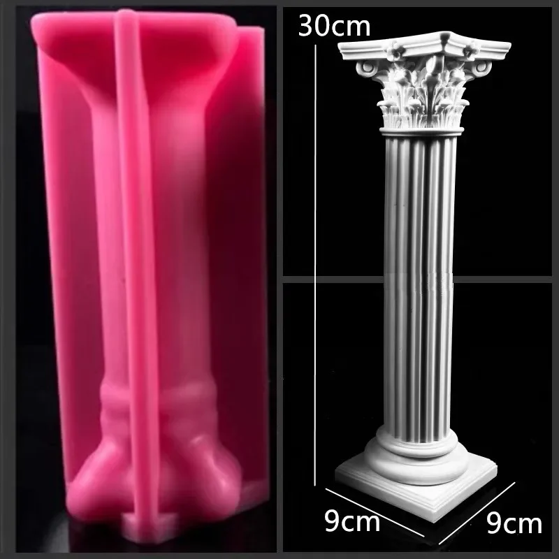 30cm Large Roman Column Candle Silicone Mold Roman Column Gypsum Concrete Cement Silicone Mold Home Decor Acrylic Plastic  mold