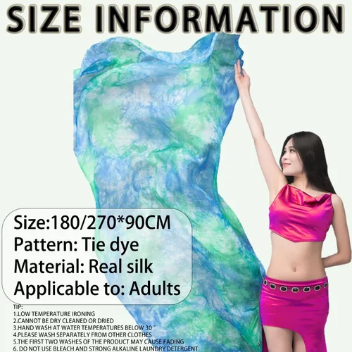 Imagen 2 del producto Color degradado de seda teñido con lazo de velo de seda para danza del vientre para mujeres adultas personalizadas chinas