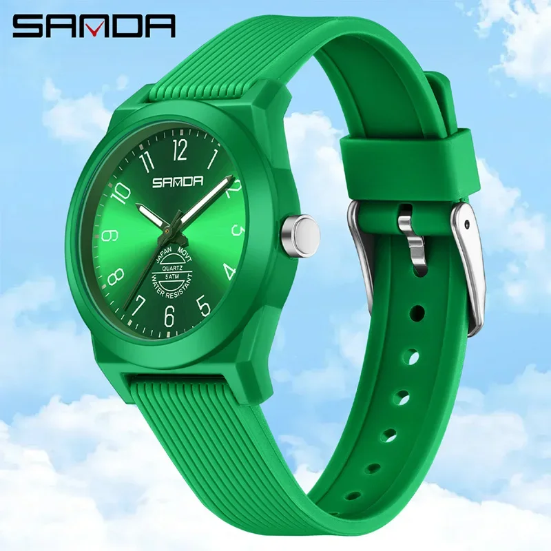 SANDA New Fashion Women's Quartz Watch Student Arabic Numeral Dial Sport Waterproof Clock Boy Girl Casual Simple Wristwatch Gift
