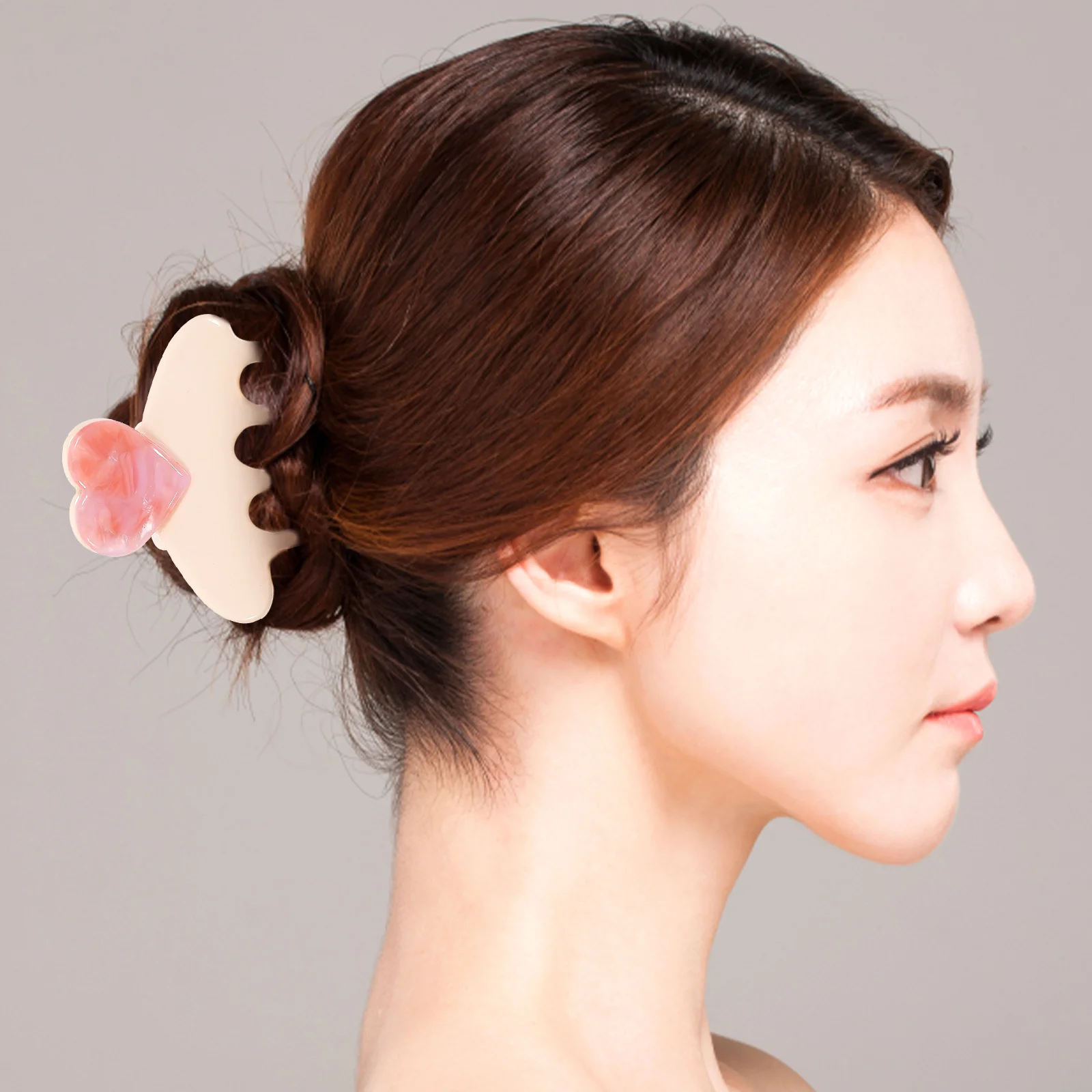 

2pcs Heart Shaped Large Claw Hair Clips Women Thin Hair Jaw Clip French Claw Pink Heart Grip Hairpins Styling Accessories