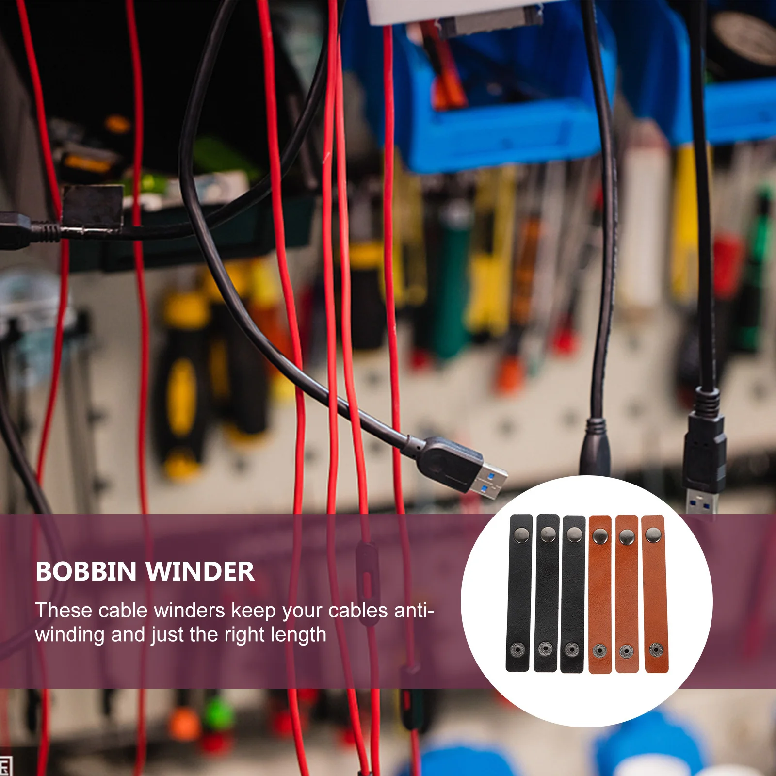 

6Pcs Organizing Belts Fine Workmanship Earphone Winder USB Cable Clips Desktop Tidy Cord Belt Cable Organizer