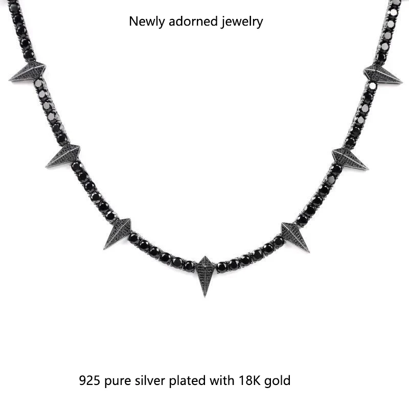

A beautifully crafted and fashionable pure silver necklace featuring a D-color full moissanite round black panther pendant, perf